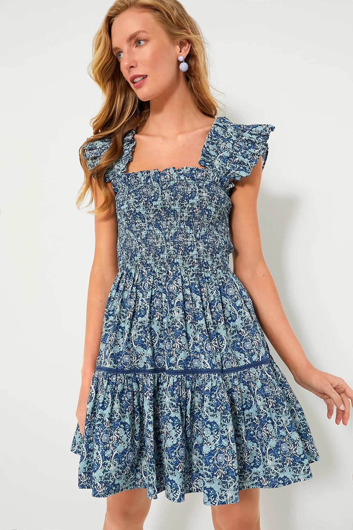 Blue Floral Smocked Eleanor Mini Dress | Tuckernuck (US)