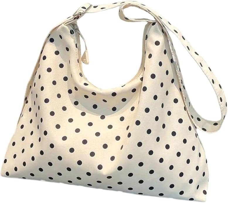 Women’s Preppy Polka Dots Tote Bags Zipper Closure Adjustable Strap Shoulder Handbags | Amazon (US)