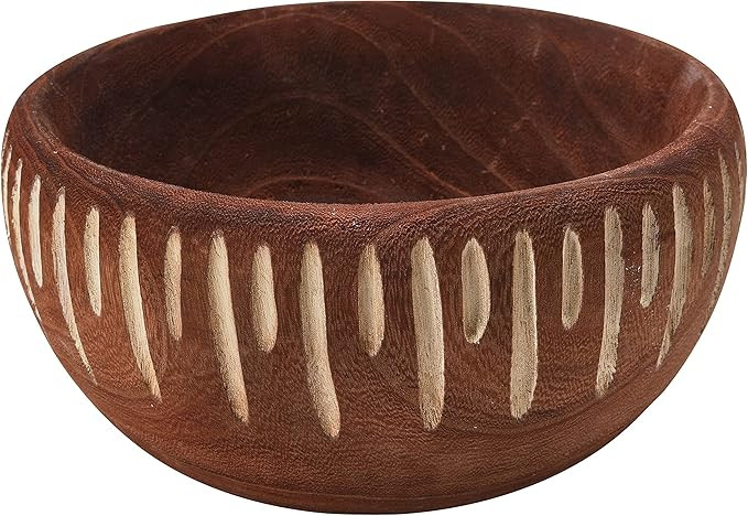 Bloomingville Farmhouse Paulownia Wood Dessert Pedestal Tray with Carving Bowl, Sienna | Amazon (US)
