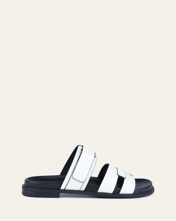 HENDRIX FLAT SLIDES WHITE LEATHER | Jo Mercer (AU)