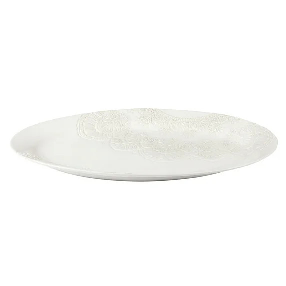 The Pioneer Woman Vintage Lace 20-inch Stoneware Oval Serving Tray Platter, White | Walmart (US)
