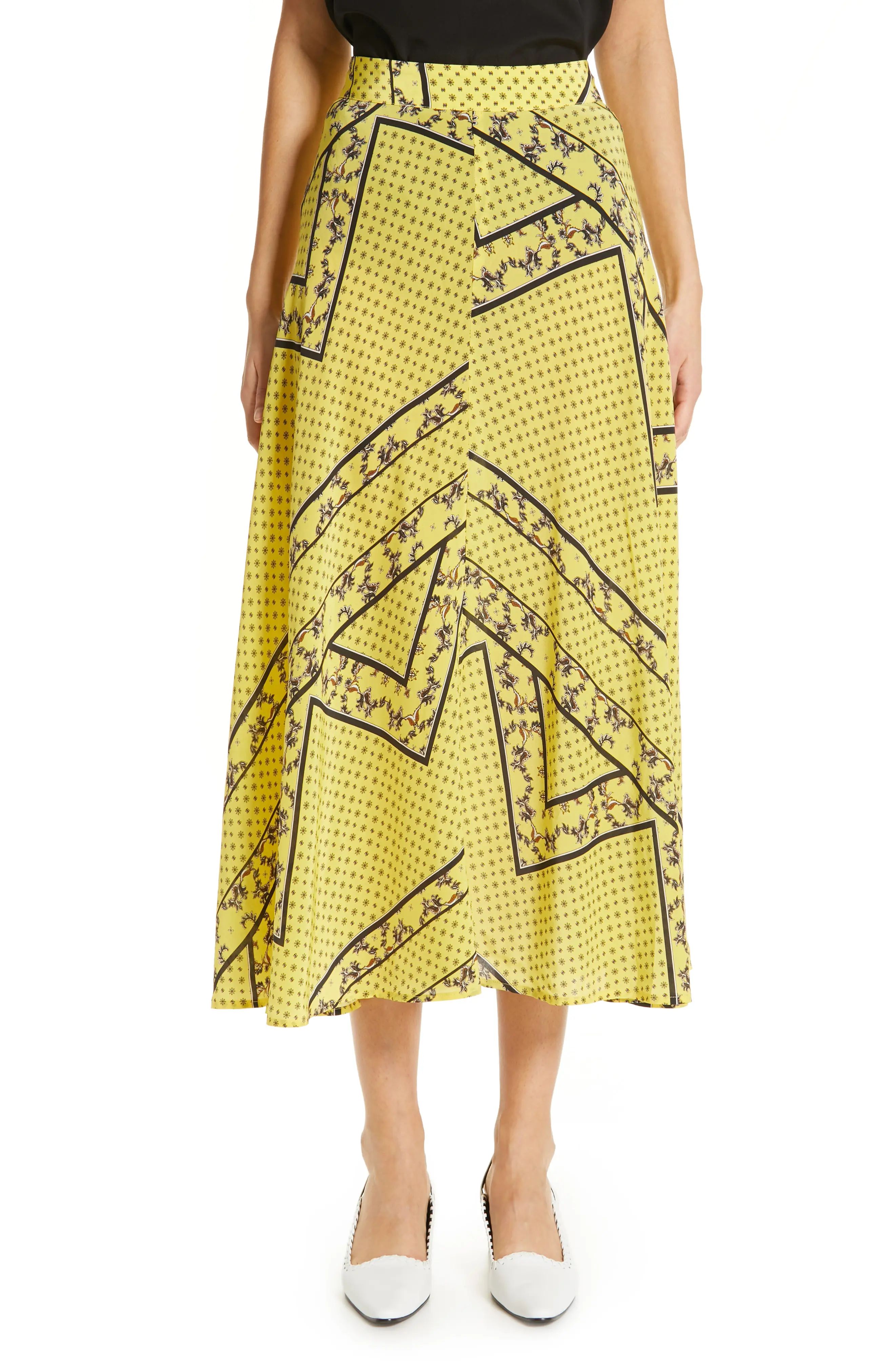 Ganni Paisley & Floral Print A-Line Midi Skirt | Nordstrom