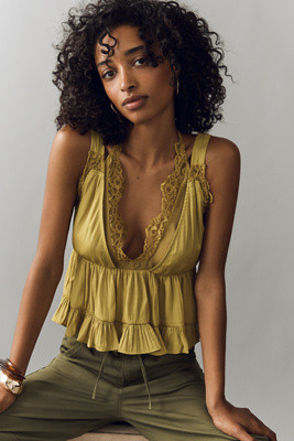 By Anthropologie Lace-Trim Babydoll Blouse | Anthropologie (US)