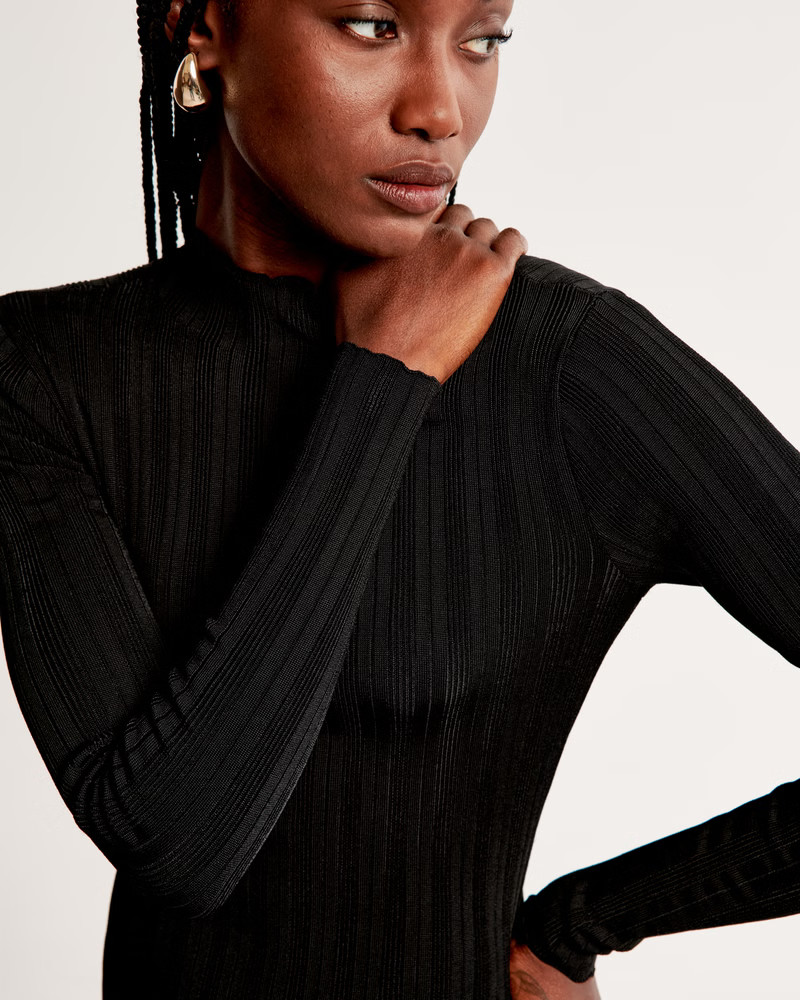 Long-Sleeve Glossy Maxi Sweater Dress | Abercrombie & Fitch (US)