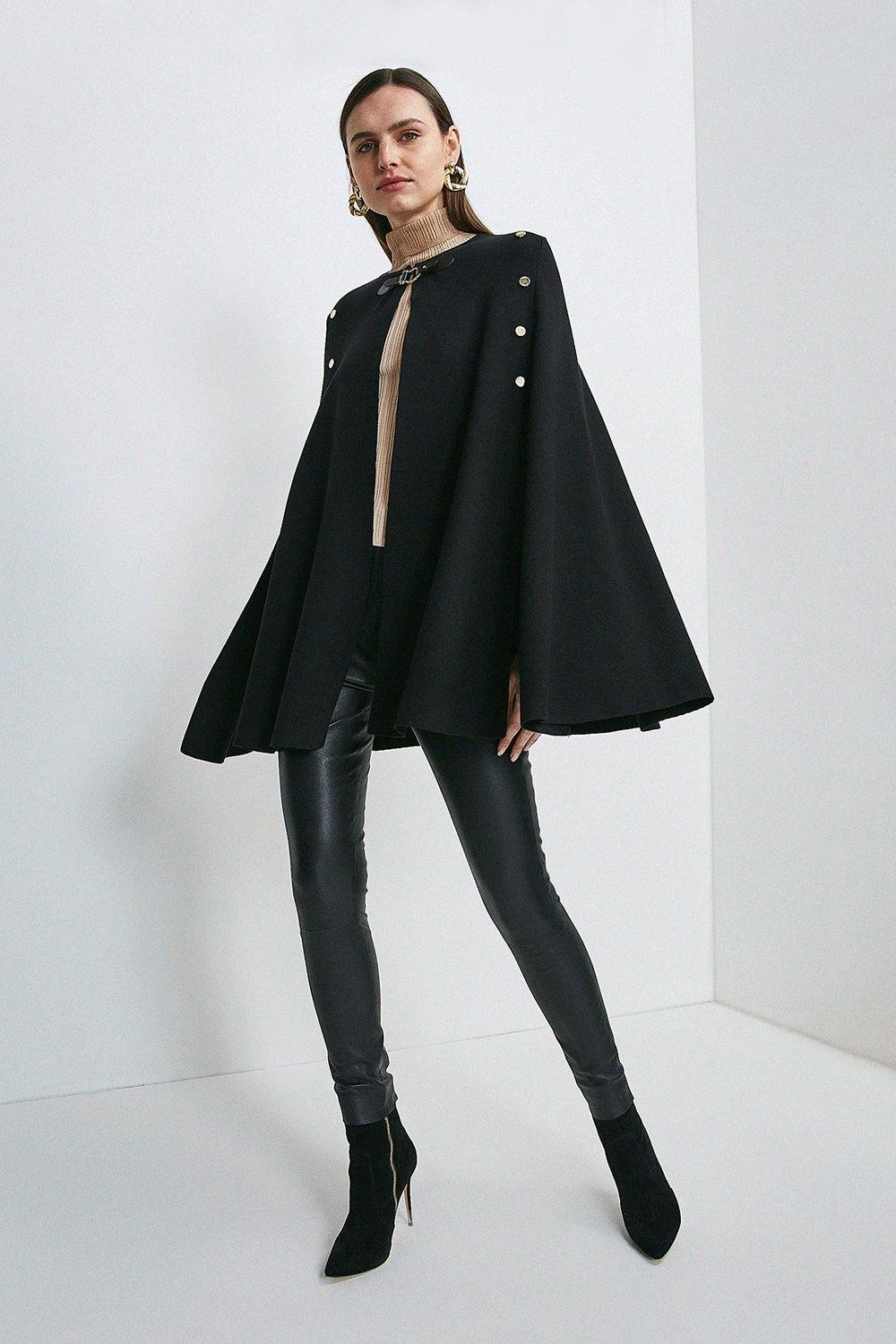 Military Knit Cape | Karen Millen US