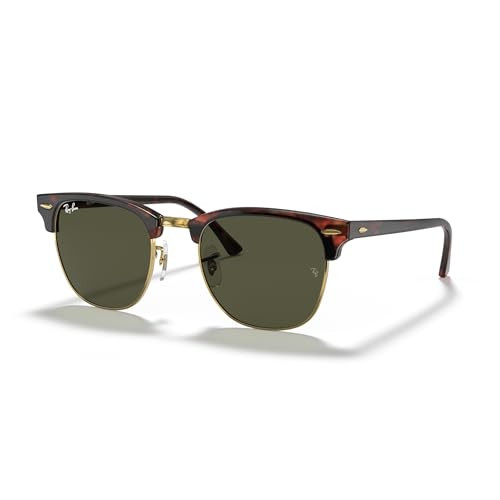 Ray-Ban RB3016F Clubmaster Low Bridge Fit W0366 55MM Tortoise On Gold/G-15 Green Square Sunglasses for Men for Women | Amazon (US)