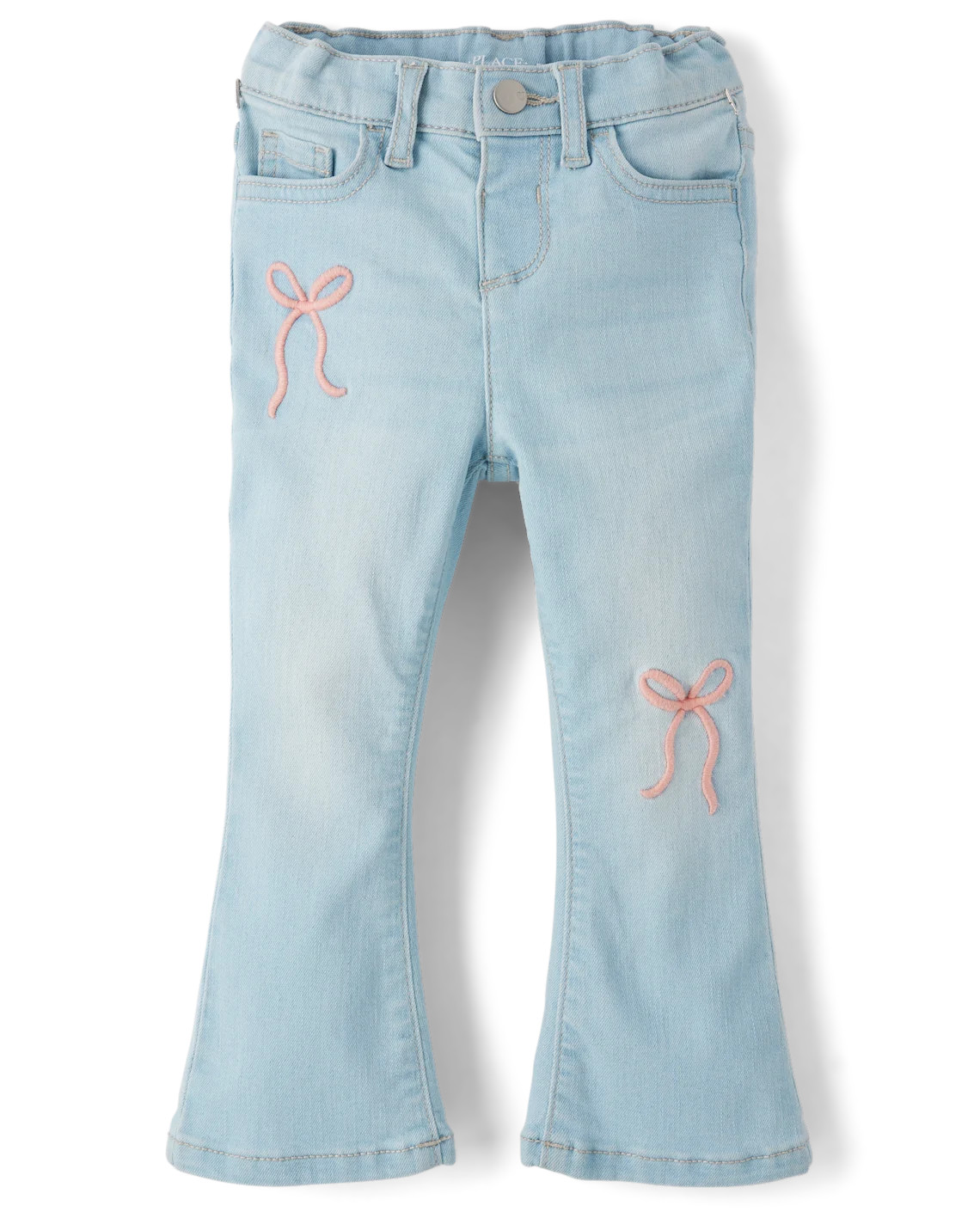 Toddler Girls Embroidered Bow High Rise Flare Jeans - blue | The Children's Place