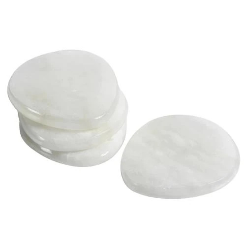Fia Modern Classic Natural White Alabaster Coaster - Set of 4 | Kathy Kuo Home