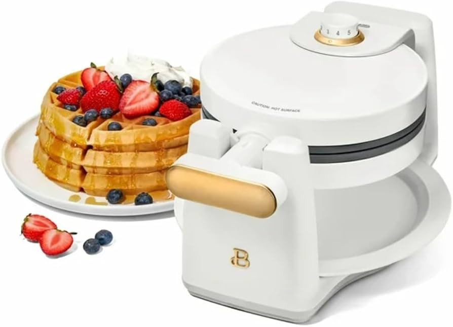 Beautiful By Drew Barrymore Belgian Waffle Maker, White, Rotating Plates | Amazon (US)