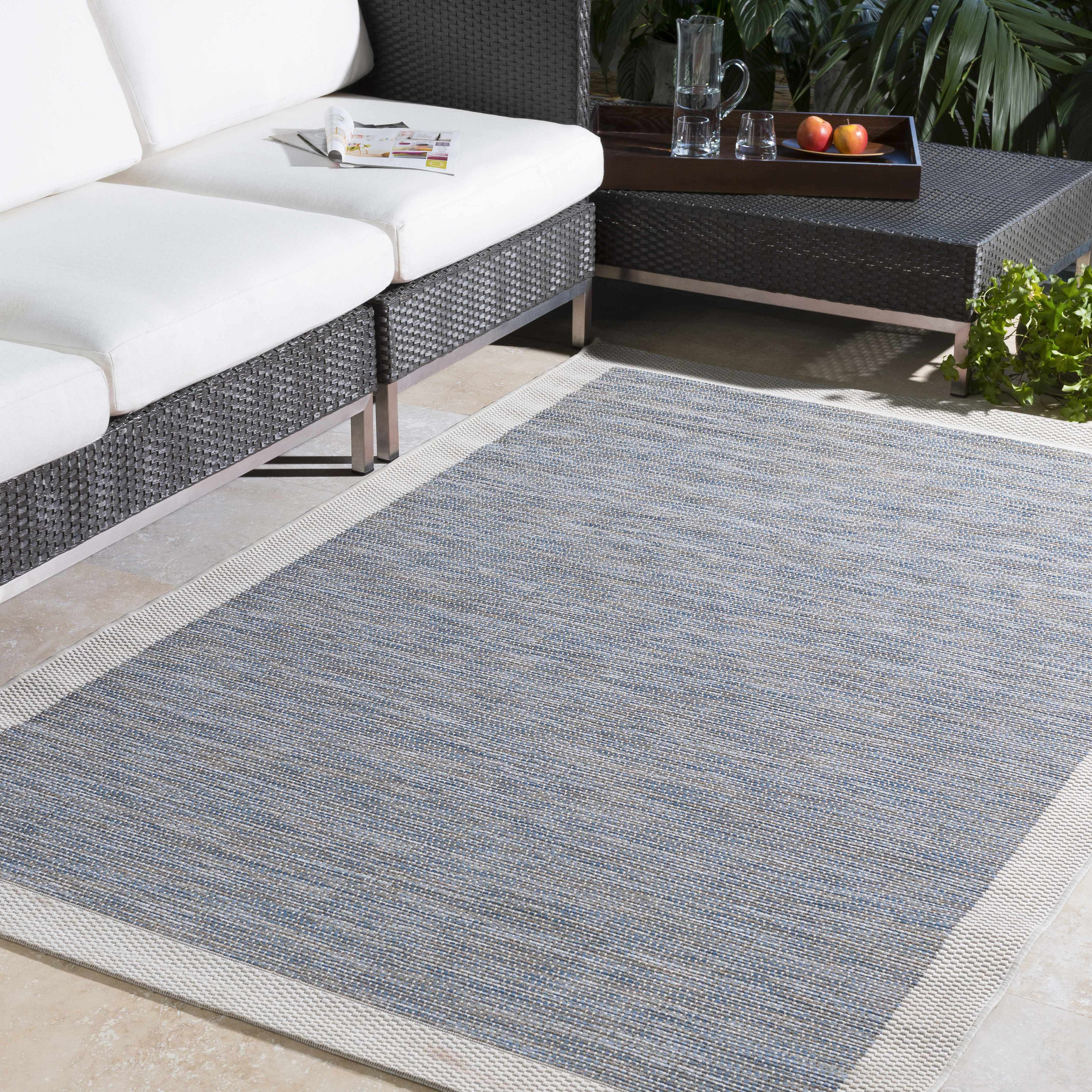 Wishon 5'3"" x 7'7"" Border Solid Outdoor/indoor Outdoor Area Rug - Hauteloom | Boutique Rugs