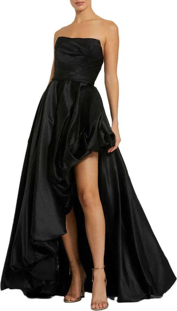 Asymmetrical High Low Strapless Ruched Gown | Nordstrom