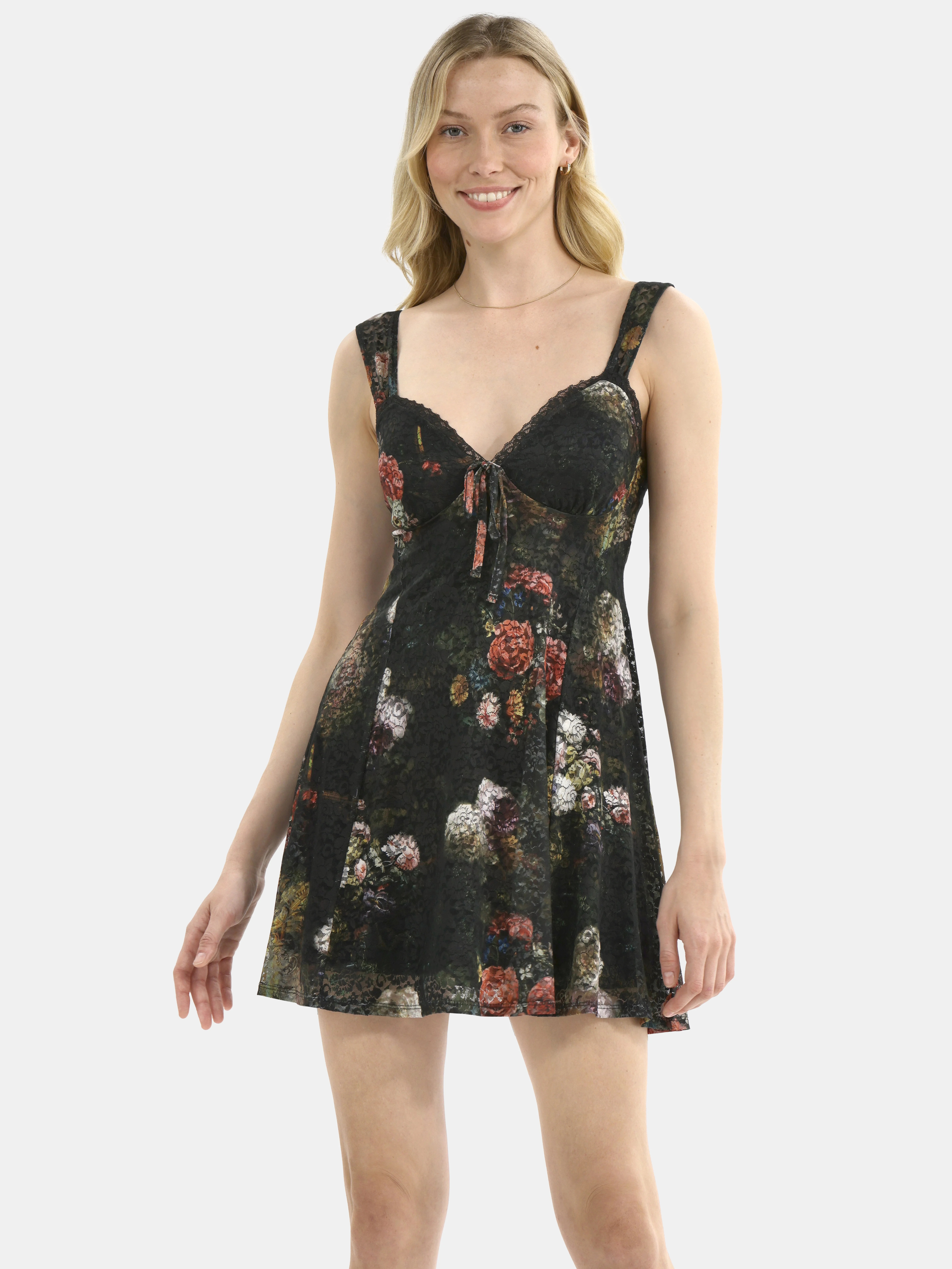 Madden NYC Women's Sleeveless Skater Dress with Lace Trim, Sizes XXS-XXL | Walmart (US)