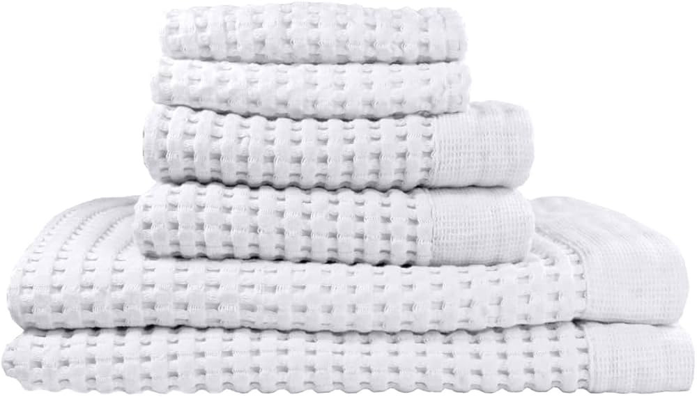 GILDEN TREE Waffle Towel Set Quick Dry Thin | 2 Bath Towels | 2 Hand Towels | 2 Washcloths, Moder... | Amazon (US)