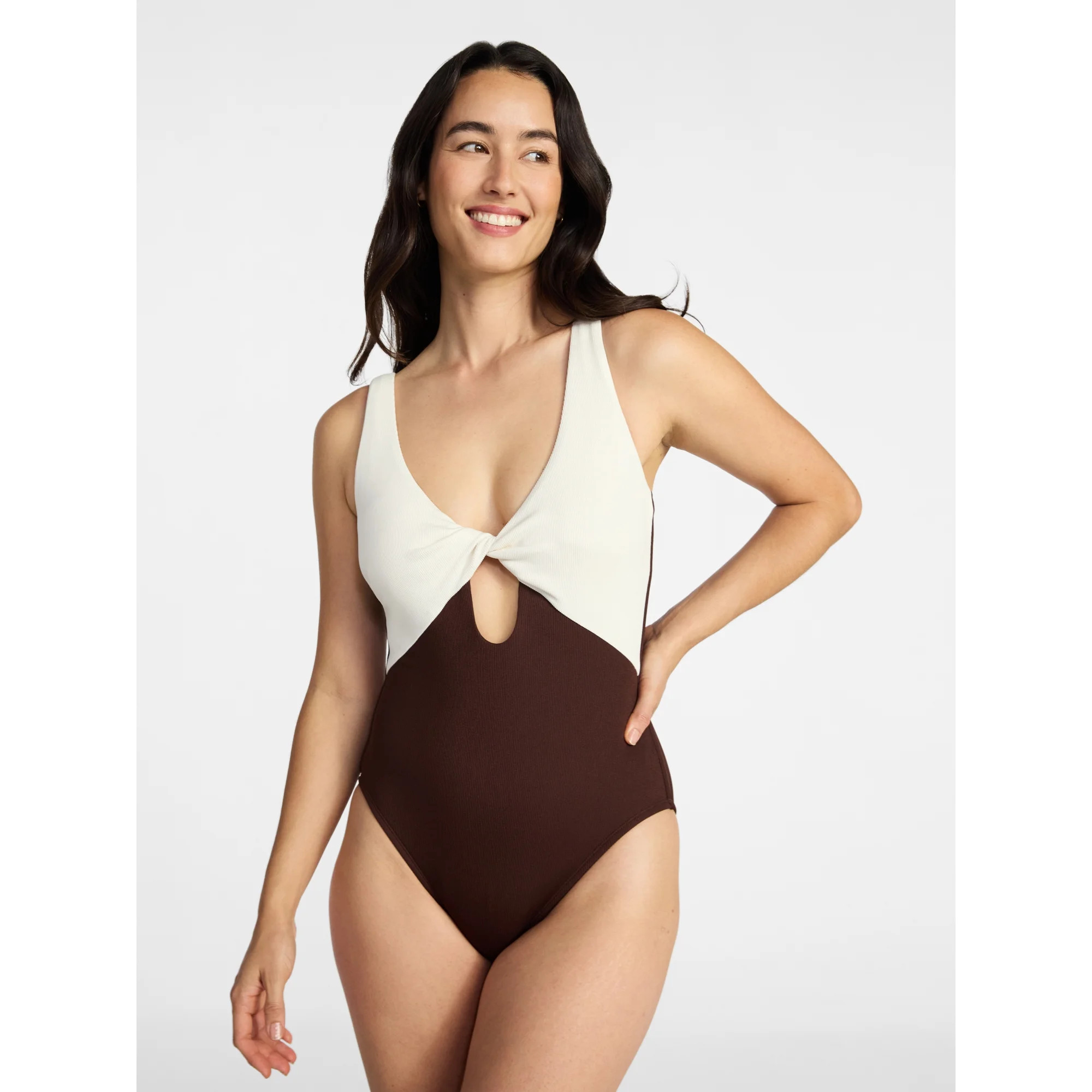 Time and Tru Women's and Women's Plus Collections Twist Front One Piece Swimsuit, Sizes XS-3X | Walmart (US)