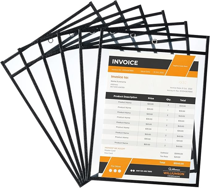 Mr. Pen- Dry Erase Pockets, 6 Pack, 10.2 x 14 Inches, Black, Reusable Plastic Sleeves for Paper, ... | Amazon (US)