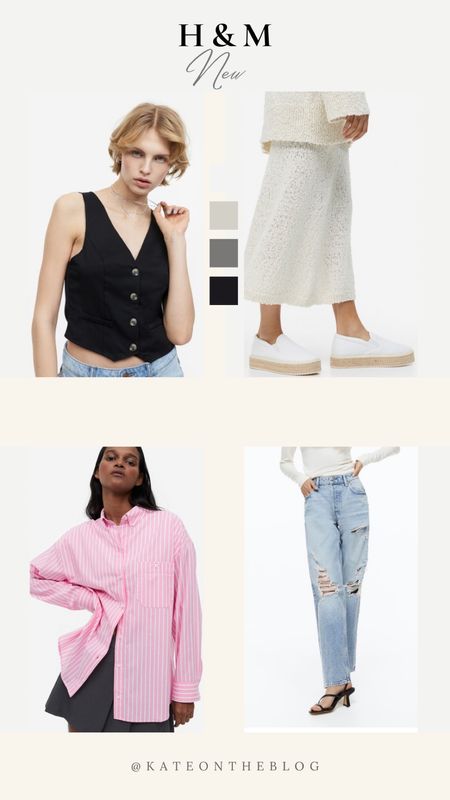 Other cute picks from new H&M options… love my espadrilles I have from there and I definitely need a new pair 😍
    
Vest, oversized shirt, mom jeans, ripped jeans, shoes 

#LTKFind #LTKstyletip #LTKshoecrush