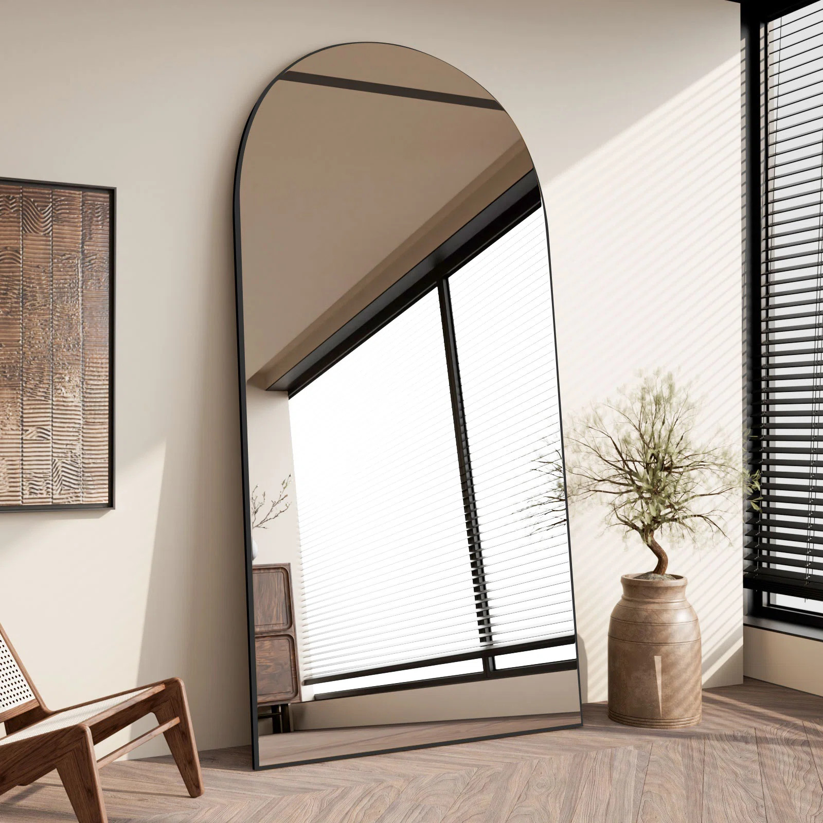 Oversized Arched Full Length Mirror Frameless Floating Design, Wall Mirror Hanging or Leaning wit... | Wayfair North America