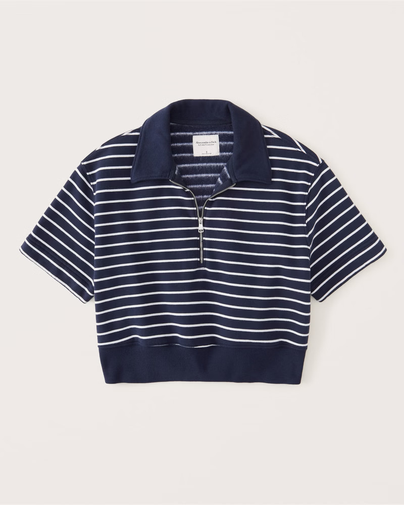Women's Short-Sleeve Zip Polo | Women's Tops | Abercrombie.com | Abercrombie & Fitch (US)