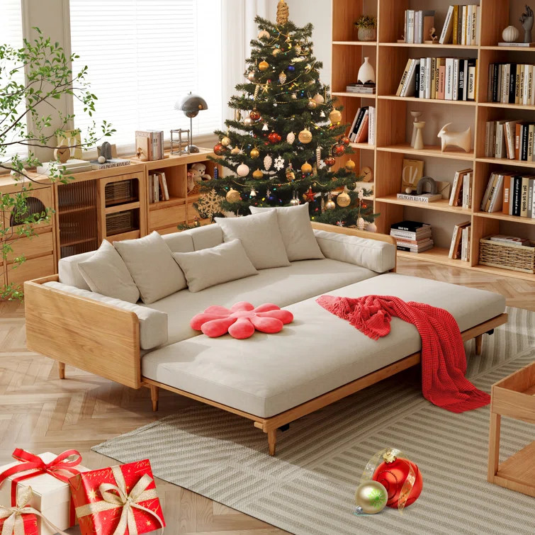 Grimpante 82.7'' Sofa Bed,Linen Sleeper with wood frame | Wayfair North America