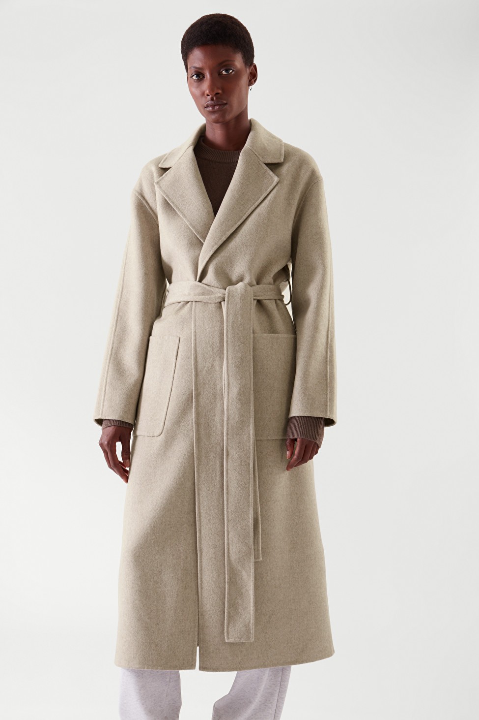 BELTED WRAP COAT - Light beige - Coats - COS US | COS (US)