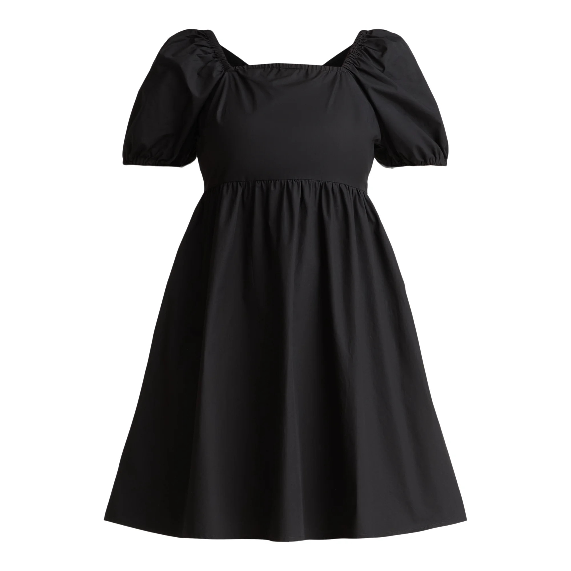 Time and Tru Women's Tie Back Mini Dress with Puff Sleeves, Sizes XS-XXXL | Walmart (US)