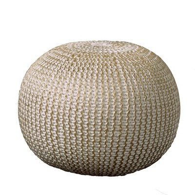 HomeRoots 20" Gold Cotton Round Pouf Ottoman | Target