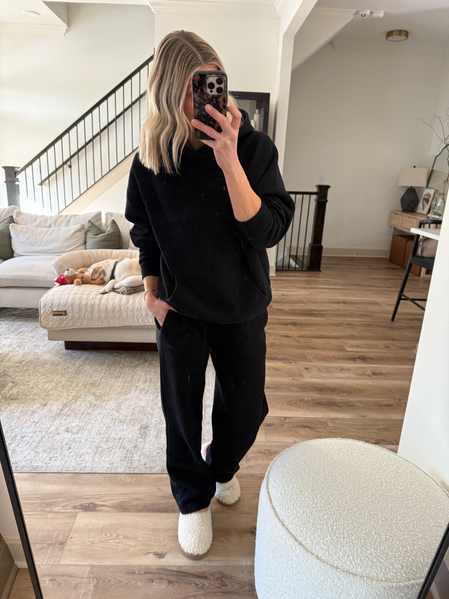 Wearing XS joggers, small hooded sweatshirt, socks/slippers tts 

#LTKOver40 #LTKootd #LTKgrwm