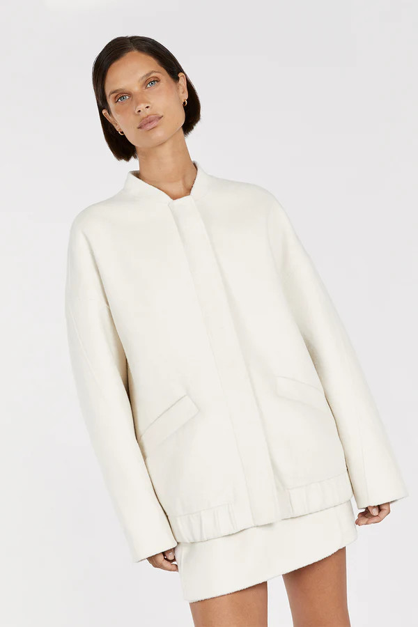 JERI CREAM WOOL BLEND BOMBER JACKET | DISSH