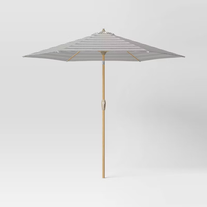 9'x9' Triangle Stripe Outdoor Market Umbrella Black/White - Threshold™ | Target