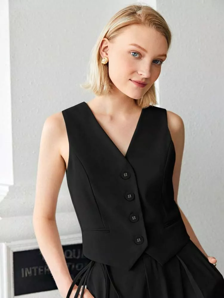 SHEIN BIZwear Button Front Vest … curated on LTK