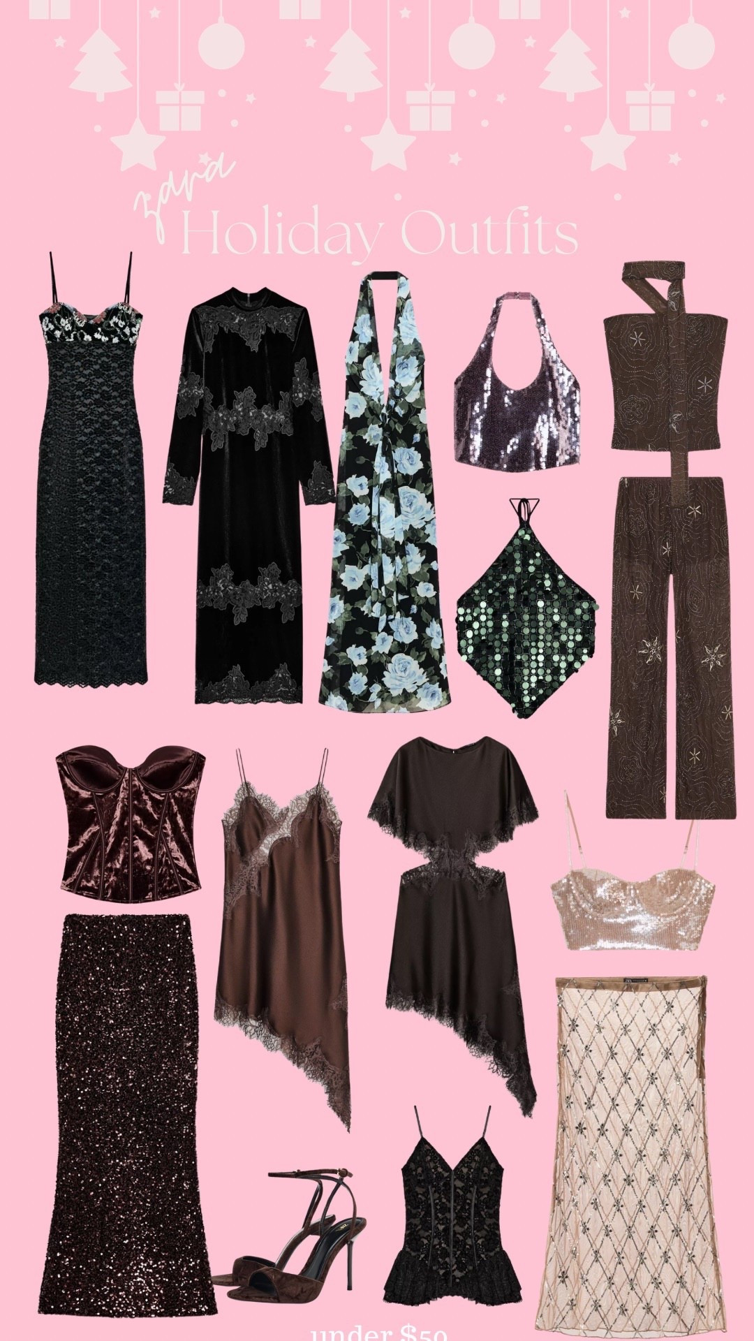 Zara holiday outfits, chocolate brown outfits, lace dress, thanksgiving outfit, Christmas outfitt

#LTKHoliday #LTKFindsUnder100 #LTKFindsUnder50