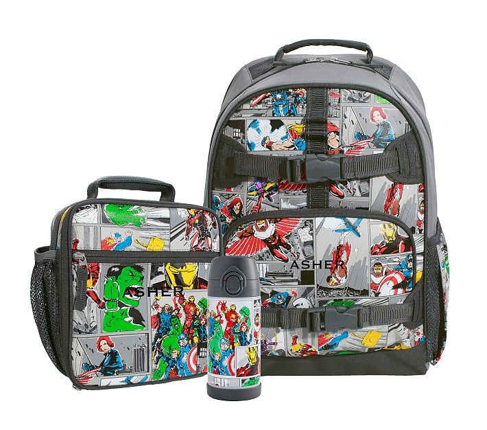 Mackenzie Marvel Comics Glow-in-the-Dark Backpack & Lunch Bundle, Set of 3 | Pottery Barn Kids