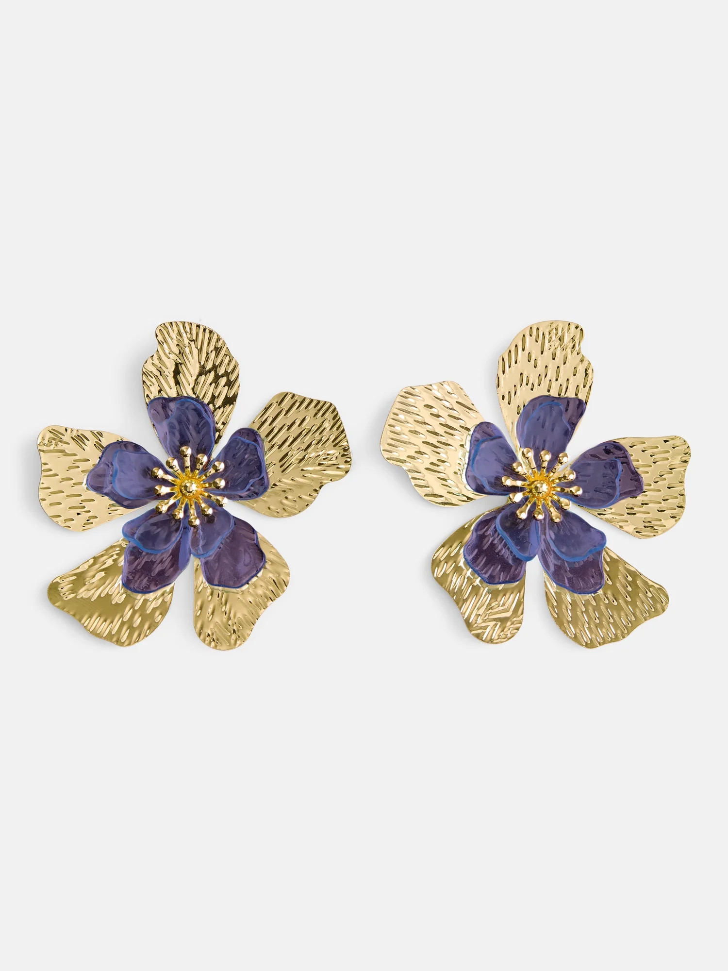 Free Assembly Women's Sculpted Flower Stud Earrings | Walmart (US)