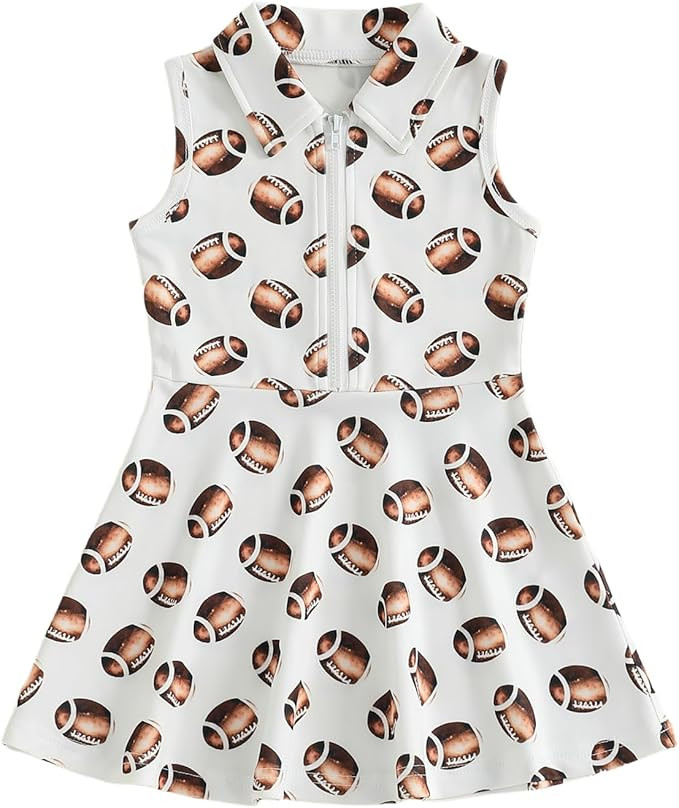 Kids Toddler Girl Football Outfit Sleeveless A Line Polo Dress Athletic Dress Activewear Camo Gam... | Amazon (US)