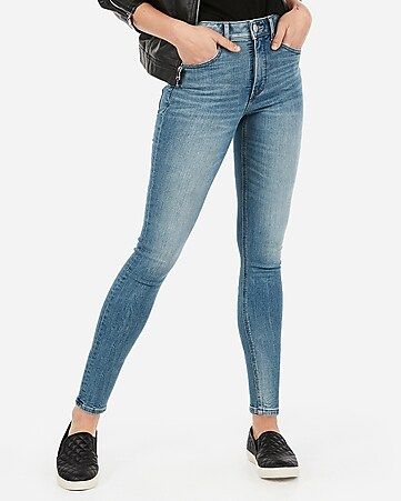 high waisted denim perfect lift ankle leggings | Express