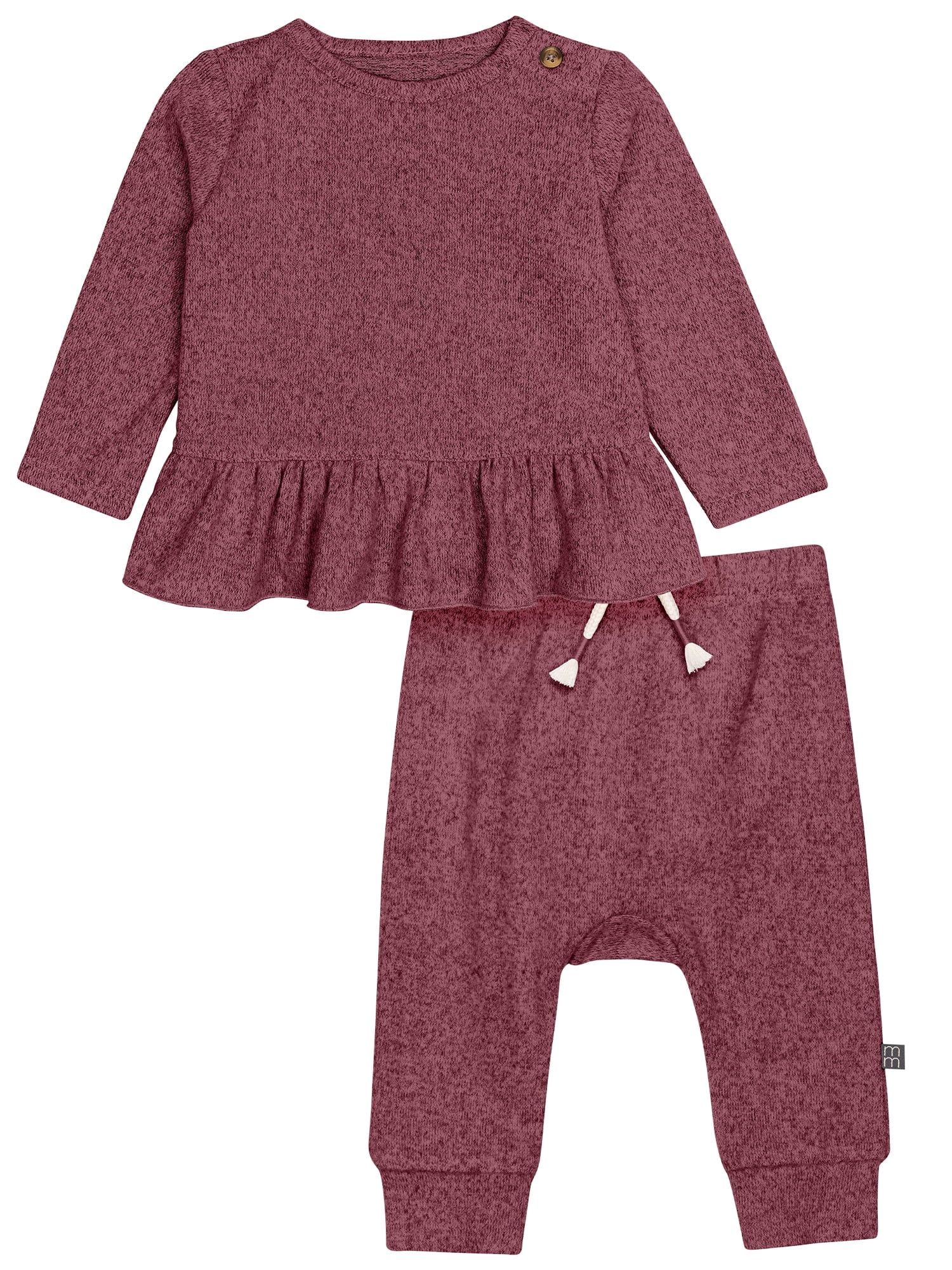 Modern Moments by Gerber Baby Girl Peplum Top and Legging Super Soft Hacci Set, 2-Piece, Sizes 0/... | Walmart (US)