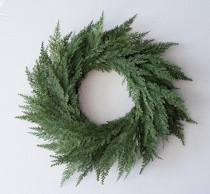 24" Faux Cedar Wreath, Christmas Wreaths for Front Door 24 inch, Green Wreath Christmas, Window W... | Amazon (US)
