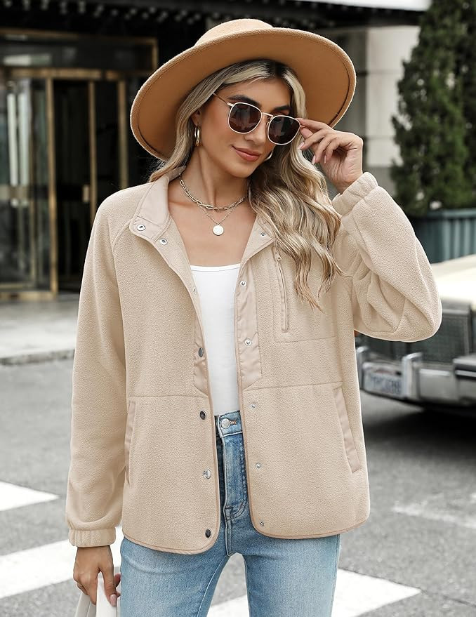 Zeagoo Women's Cozy Fleece Jacket Western Aztec Print Snap Button Down Coat with Pockets Casual W... | Amazon (US)