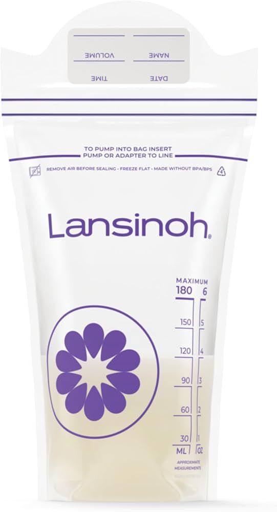 Lansinoh Breastmilk Storage Bags, 200 Count Value Pack, Baby Essentials, Leak-Proof, Fast Freeze ... | Amazon (US)