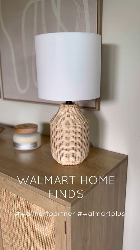 Walmart home finds! Beautiful and affordable (I got them shipped free with my Walmart+ membership!) Join today! (click on the Meet Walmart+ picture to sign up!) #walmartpartner #walmartplus #walmart @walmart 

Rattan lamp coastal decor budget neutral aesthetic viral candle look for less lookalike carved wood tray shelf styling console faux floral stems spring summer planter vase olive outdoor entertaining 

#LTKHome #LTKFindsUnder50