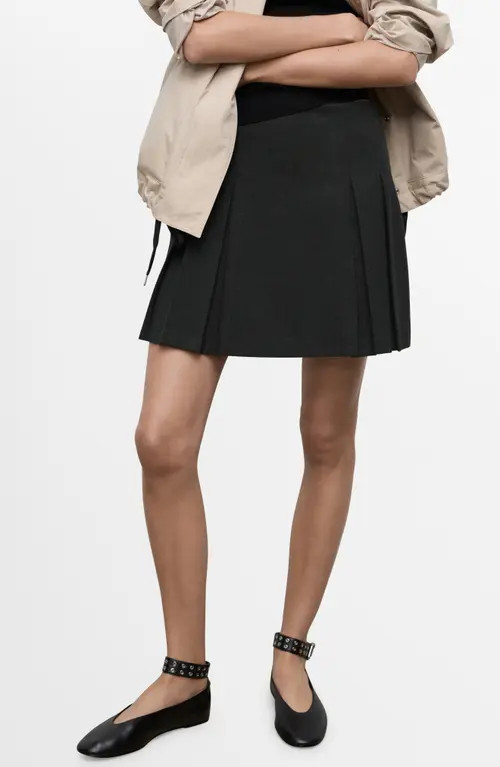 MANGO Pleated Miniskirt in Black at Nordstrom, Size 0 | Nordstrom
