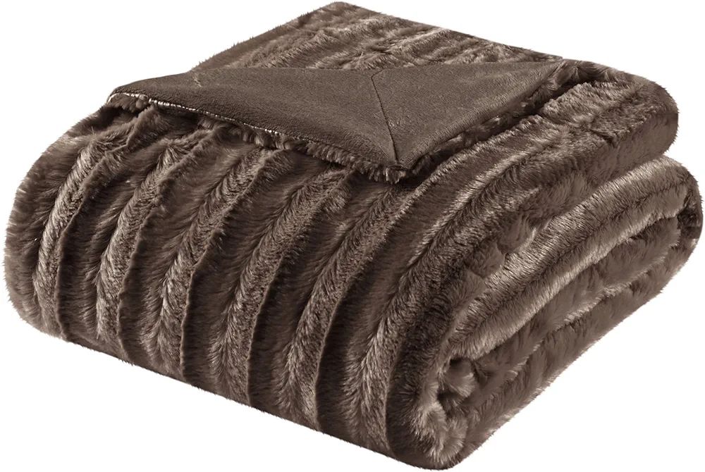 Amazon.com: Madison Park Duke Luxury Long Faux Fur Throw Brown 50*60 Premium Soft Cozy Brushed Long  | Amazon (US)