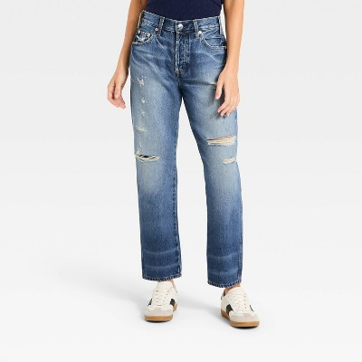 Women's Mid-Rise Boyfriend Jeans - Universal Thread™ Vintage Medium Destroy 10 | Target