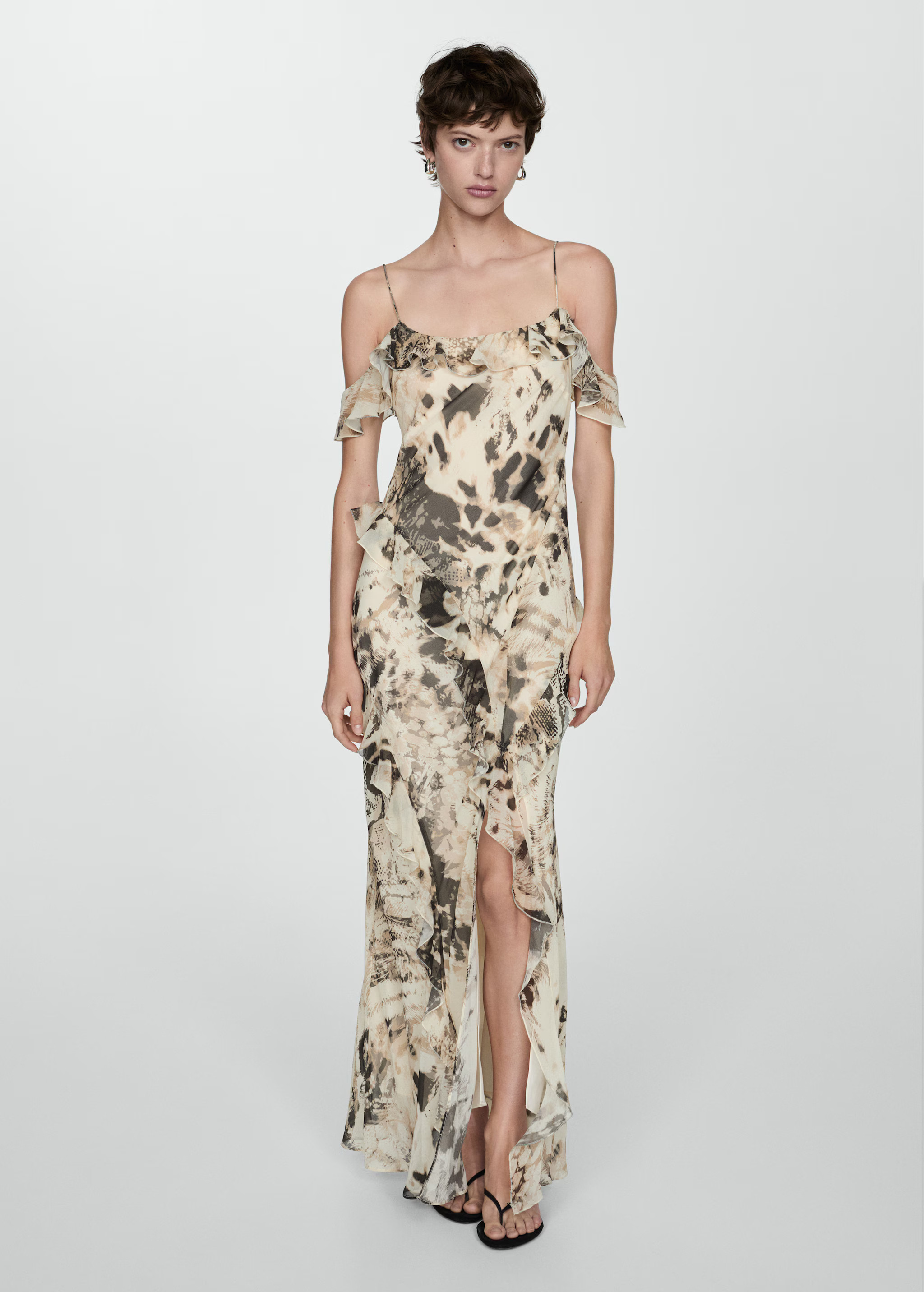 Animal-print ruffled dress | MANGO (UK)