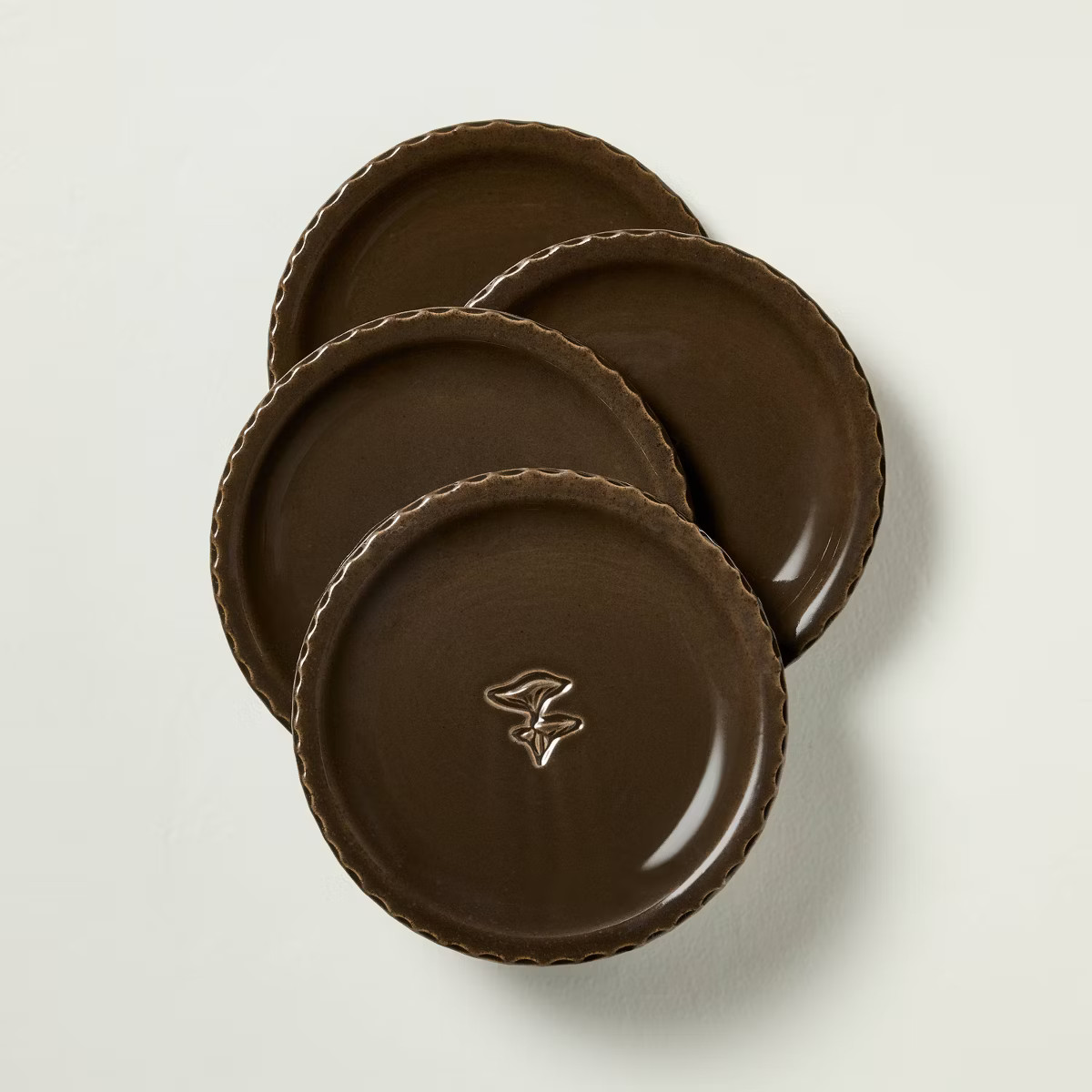 Set of 4 6.5" Mushroom Ceramic Appetizer Plates Forest Brown - Hearth & Hand™ with Magnolia | Target