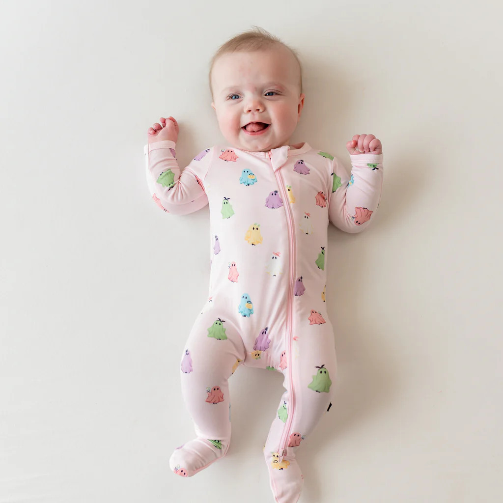 Zippered Footie in Pastel Ghost | Kyte Baby