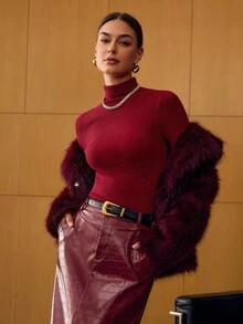 MOTF PREMIUM HIGH NECK KNITTED BLEND KNIT PULLOVER SWEATER, AUTUMN/WINTER | SHEIN