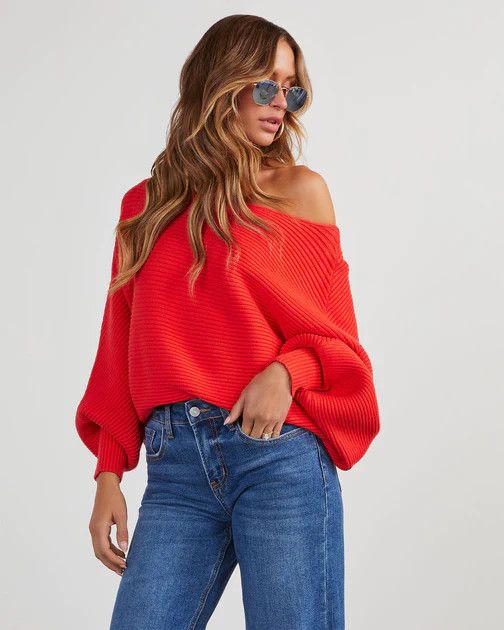 NORMANDIE KNIT BOAT NECK PULLOVER SWEATER - POPPY | VICI Collection