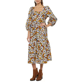 a.n.a 3/4 Sleeve Midi Peasant Dress | JCPenney
