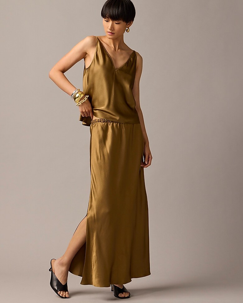 Side-slit pull-on skirt in luster crepe | J. Crew US